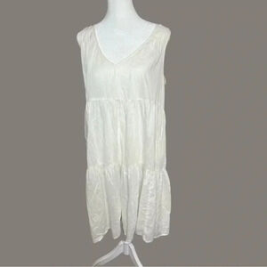 J Crew White Sleeveless Tiered‎ Cotton Shift Dress M Cottagecore Graduation Day